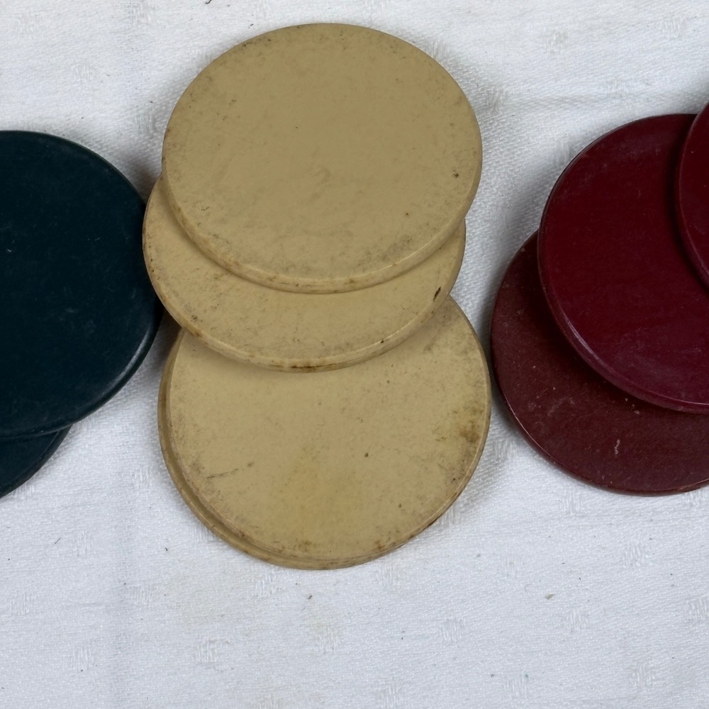 Vtg US Anchor Clay Poker Chips 100 Count Assorted Colors 1.5 Inch Plain w/ Box - Picture 5 of 10
